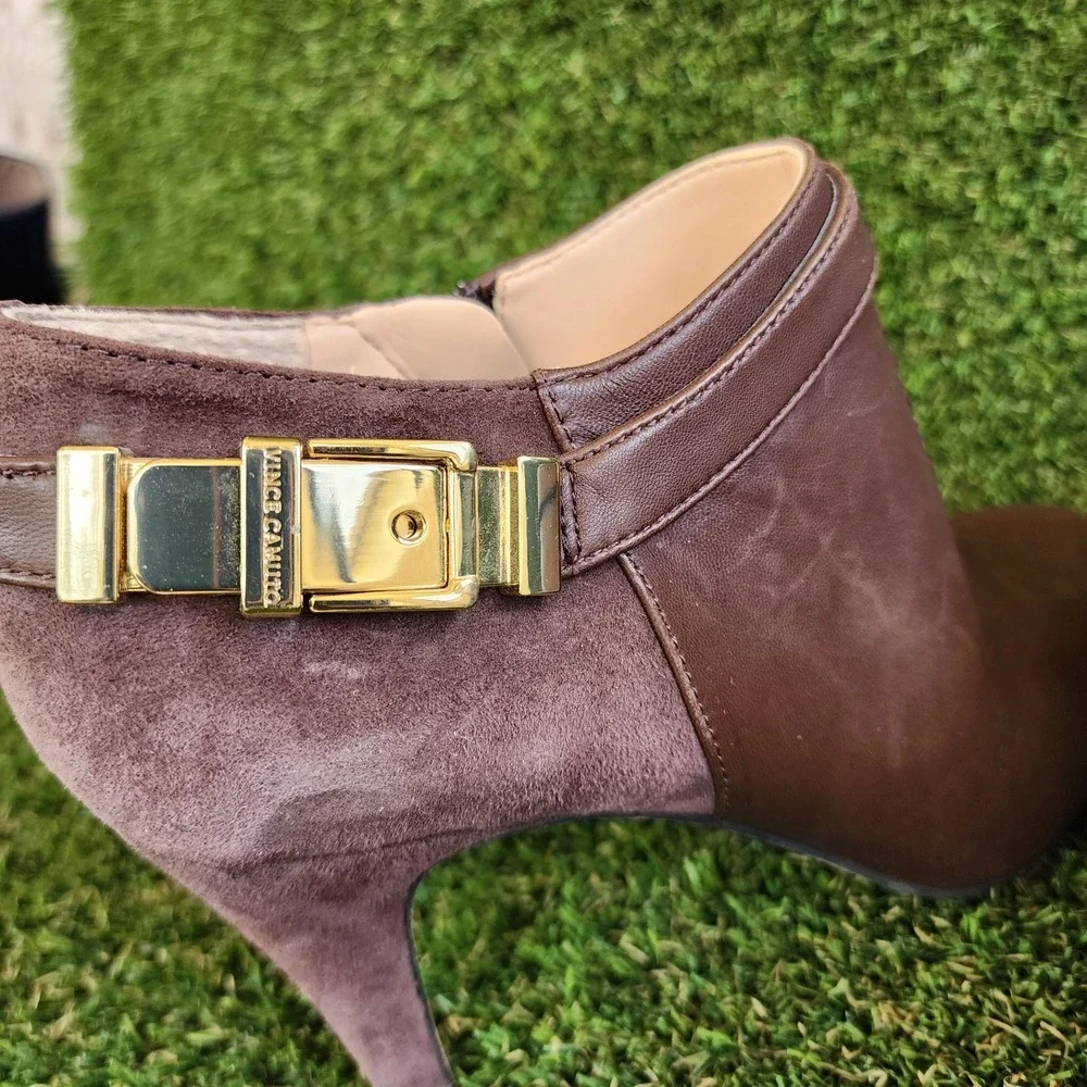 Vince Camuto Vanny Womens Brown Leather 3inches Heel Ankle Bootie Women's 8.5 - Picture 4 of 9